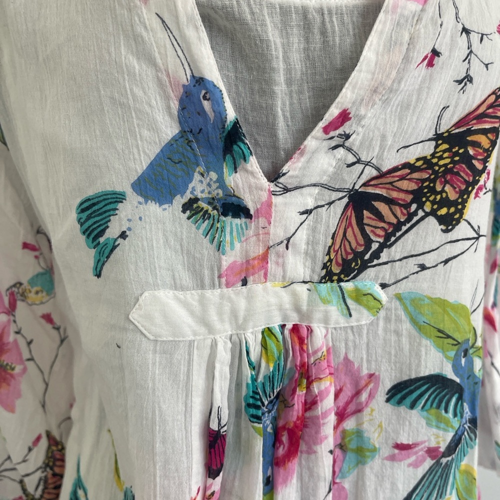 Cera Sheer butterfly Floral White Kimono summer Dress XL - Picture 4 of 12